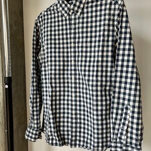 J. Crew Men's Navy and White Plaid Shirt - Slim